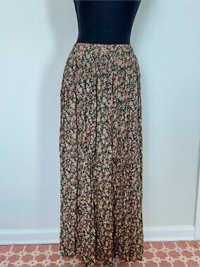 Express Black Maxi Skirt with Pink Floral Print